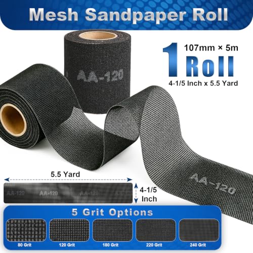 4-1/5 Inch Wide x 5.5 Yard Long Sanding Screen Mesh Roll