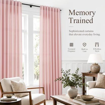 Pink Linen Curtains 84 Inches Long Drape for Living Room 2 Panels (Pink / 52"W x 84"L (Pack of 2))