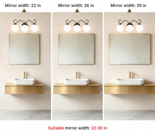 3 Light Bathroom Vanity Light with Milky Globe Glass