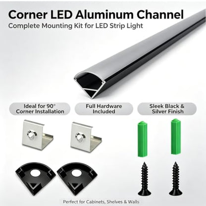 V Shape LED Strip Channel Aluminum Profile 3.28ft with Diffuser 6Pack