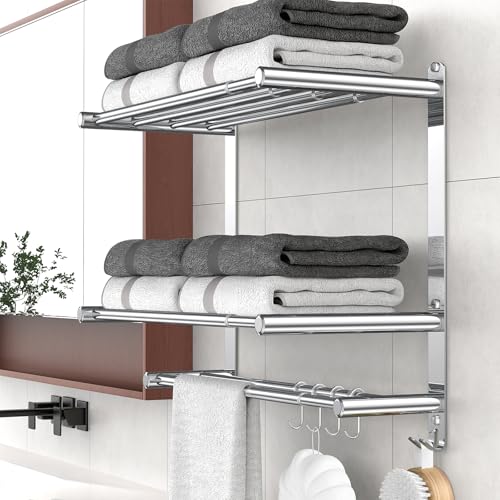 Bathroom Towel Rack with Shelf and Towel Bar (Bathroom Towel Rack With Shelf)