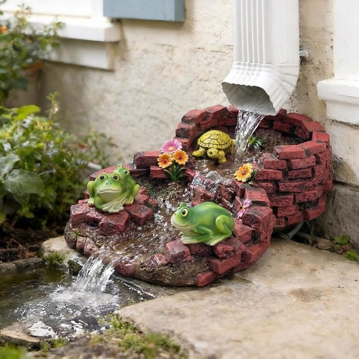 Turtles Gutter Downspout Splash Block Guards Diverter Rain Down Spout Drain Extension Covers Decorative Garden Statues Outdoor Decor for Yard Lawn Patio Frog (Red)