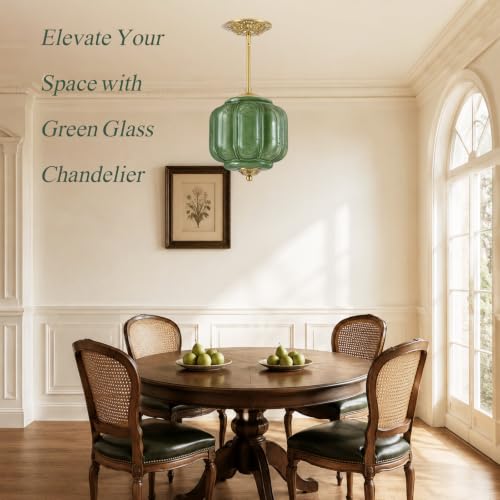 Gold Vinatge Chandelier (Green)