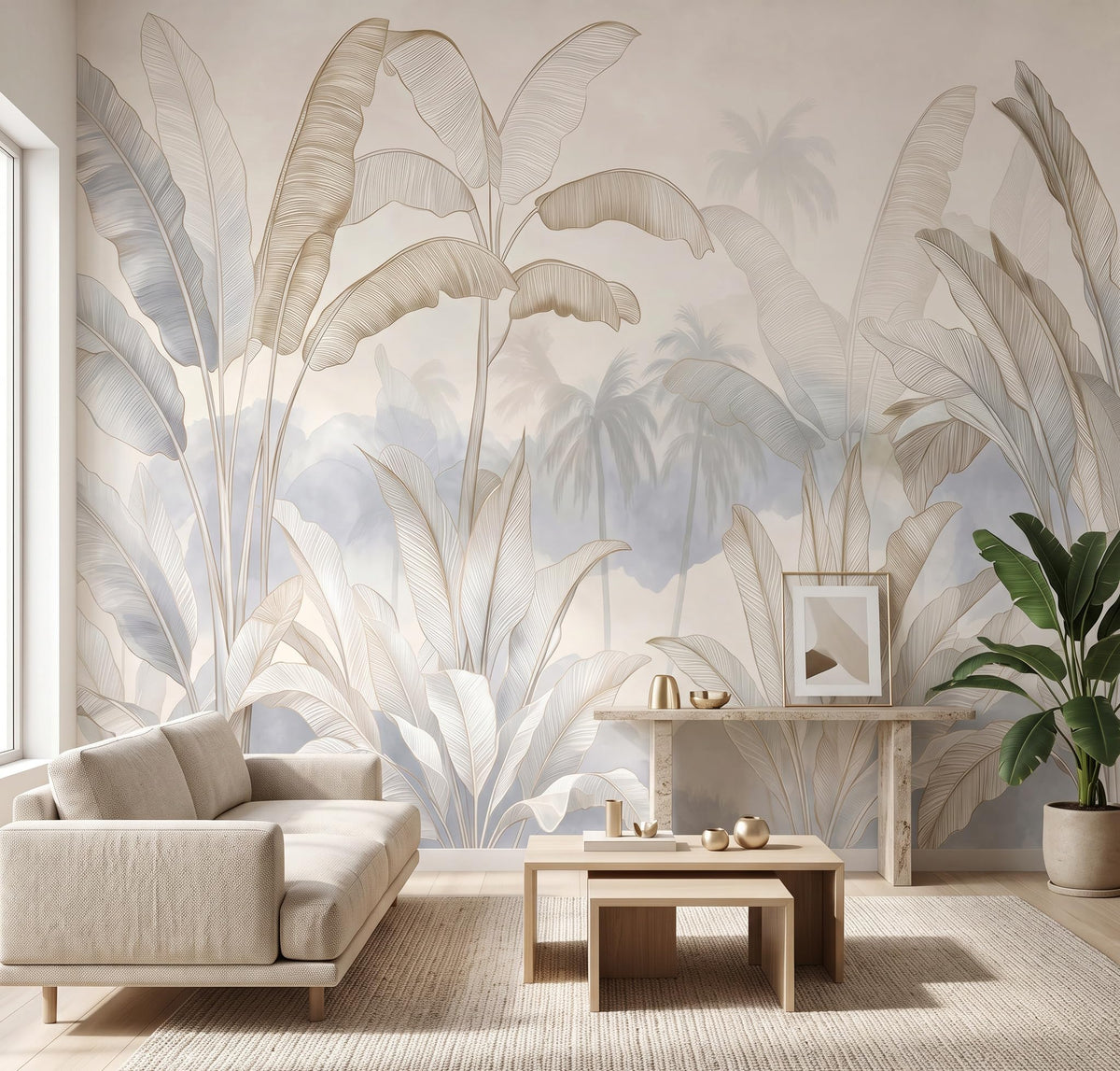 Banana Leaf Wallpaper Peel and Stick Tropical Wall Mural (Sa Mural 16 / 157" x 110")