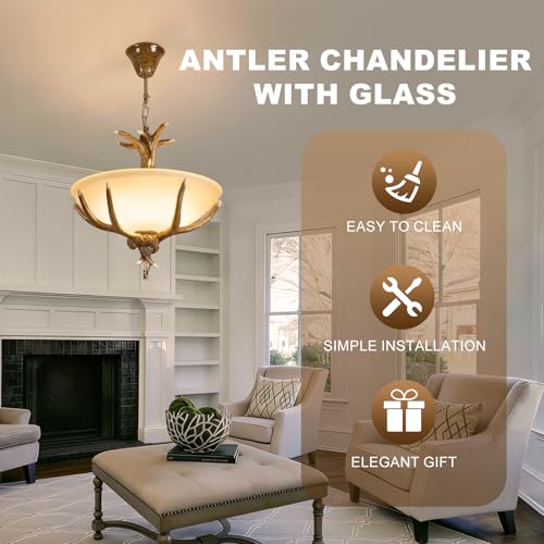 Antlers Chandelier Vintage Deer Horn Antler Lamp for Home Bar Coffee Hotel Store
