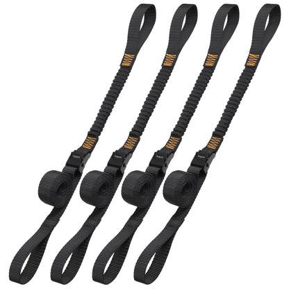 Motorcycle Luggage Straps Stretch Adjustable Straps with Clips for Securing (Black / 0.75"x52"-4pcs)