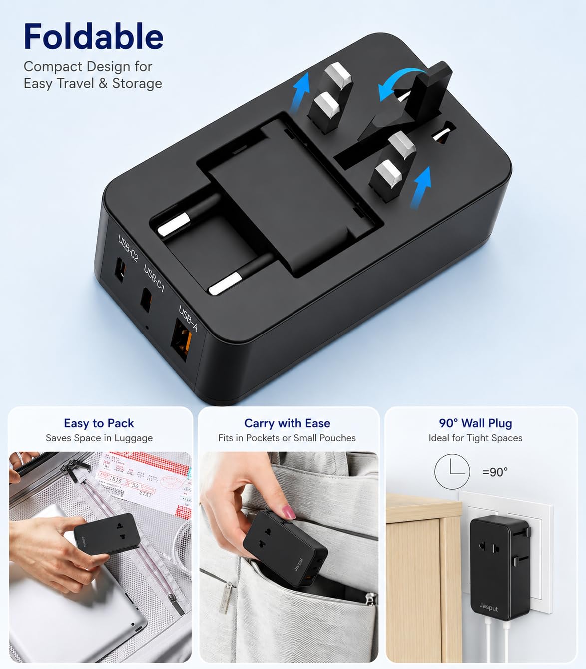 Universal Travel Adapter (Black+USBC 25W)