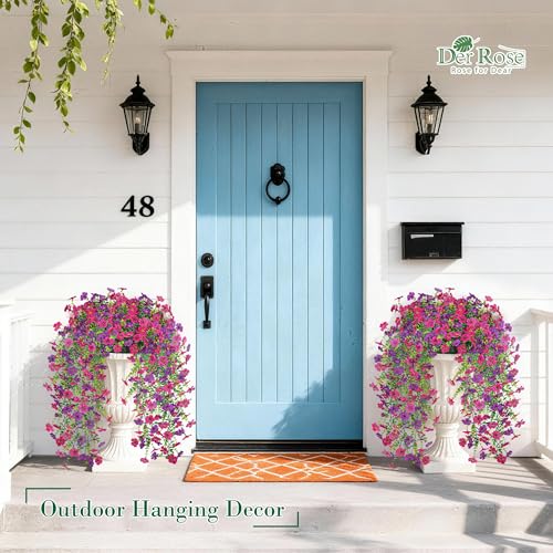 Artificial Hanging Flowers for Outdoors (Purplish)