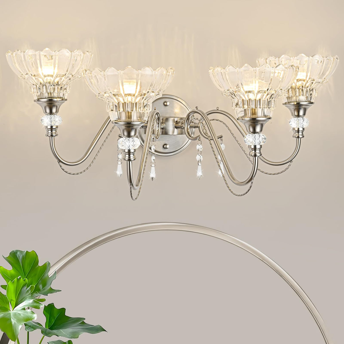 Brushed Nickel Bathroom Vanity Light (Nickel / 4-Light)