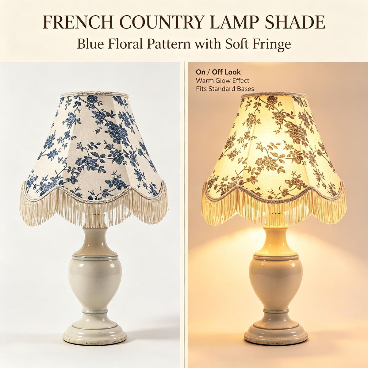 Set of 2 Linen Tassel Lampshade 6x13x10.6 Inches (Blue and white-2 Pack / 6*13*10.6in)