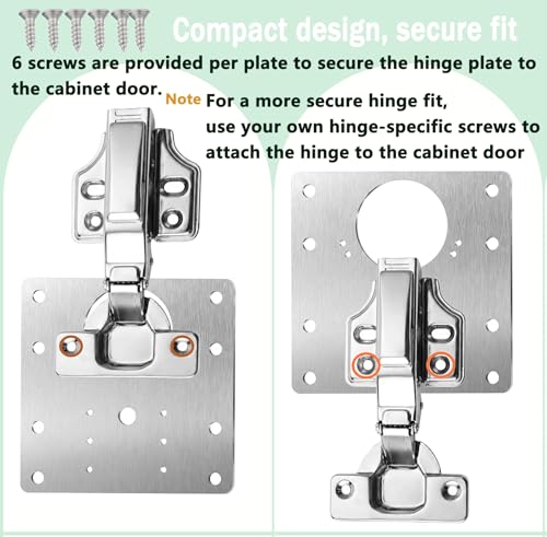 Cabinet Hinge Repair Plate Stainless Steel Hinge Repair Brackets Kit for Kitchen Cupboard Door with Fixing Screws