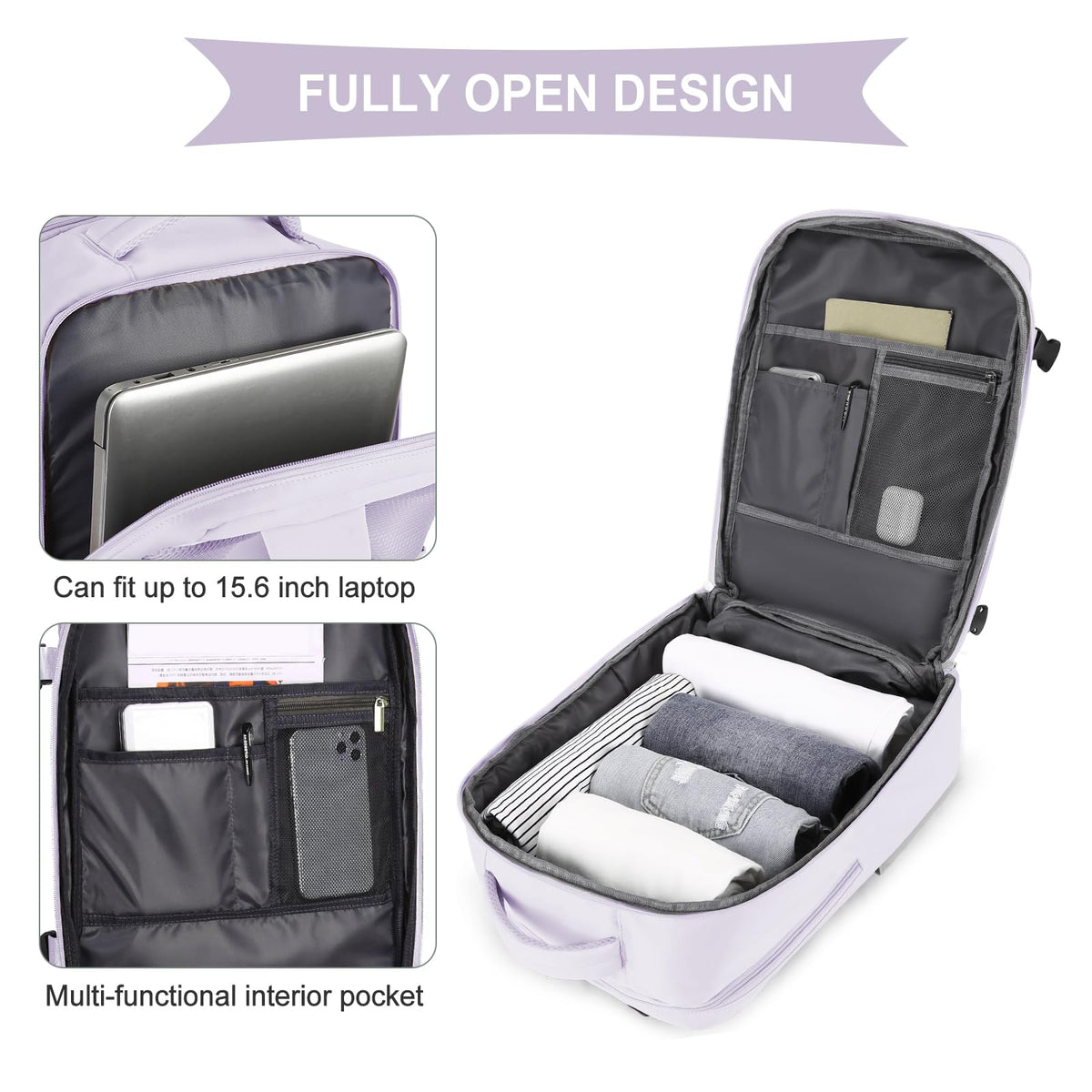 Large Travel Backpack For Women Men (Purple / 30 liters)