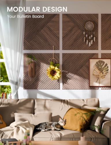 6 Pack Felt Bulletin Board (Walnut Diamond Chevron-1 / Fine-stripe 6-pack)