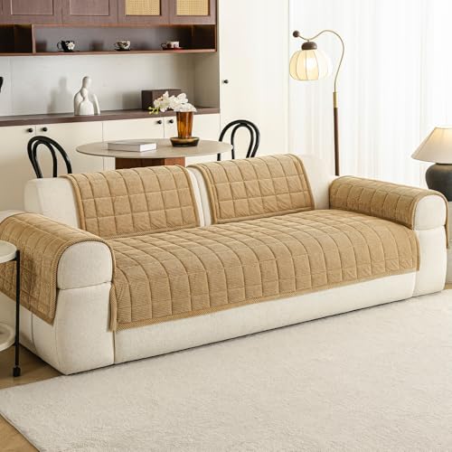 Couch Covers for Sectional Sofa (Light Brown / 1PC/35"X63")