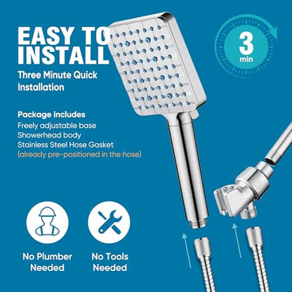 Filtered Shower Head with Handheld (Square / 2. Chrome Plated)