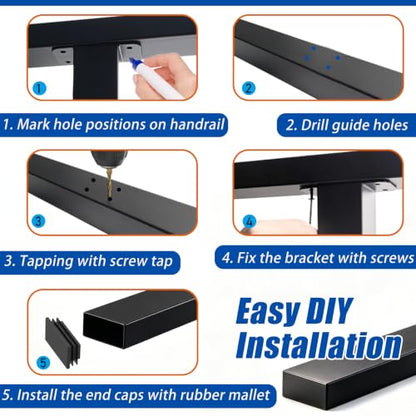 Stainless Steel T304 Black Handrail for Cable Railing