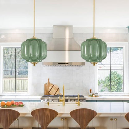 Gold Vinatge Chandelier (Green)