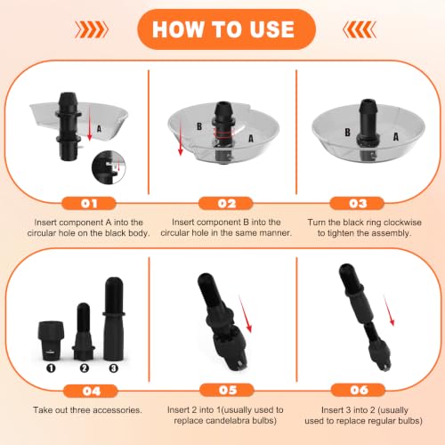 Light Bulb Changer for High Ceilings Reach