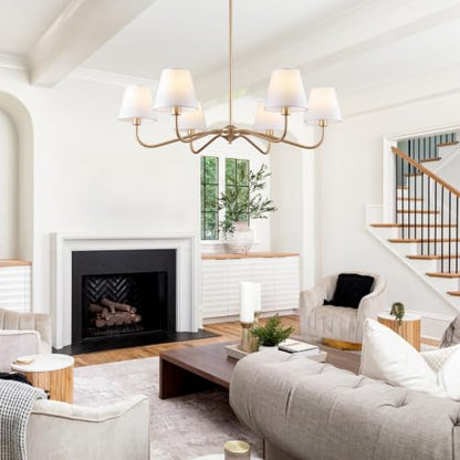 6 Light Gold Chandelier for Dining Room Light Fixture