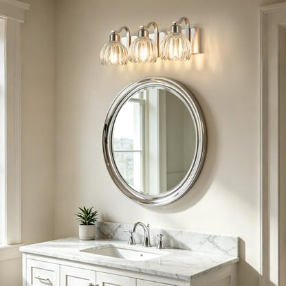 3 Light Vanity Lights with Clear Tulip Glass Shade (Brushed Nickel - Tulip Clear / 3-light)