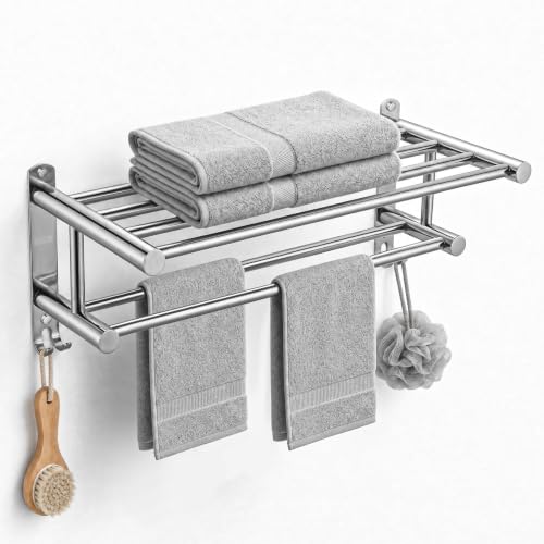 23" Double Towel Rack with 2 Hooks