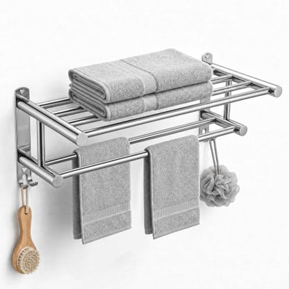 23" Double Towel Rack with 2 Hooks