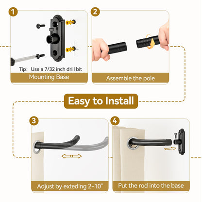 Curtain Rod 2 Pack 32 (Black / 32 to 58" - 2Pack)