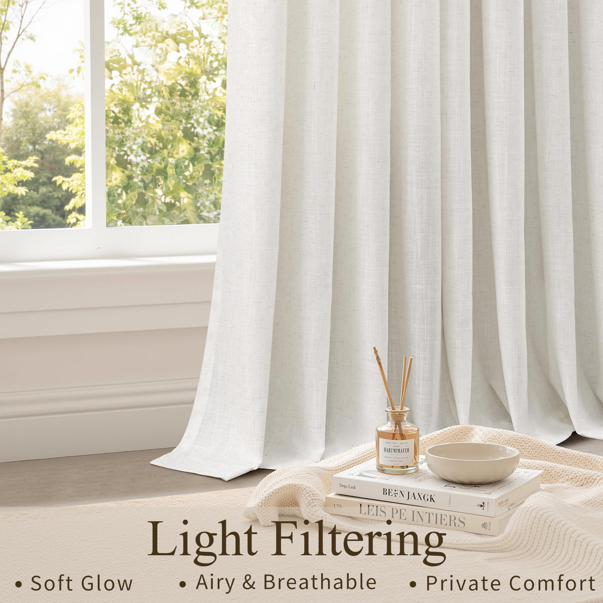 Natural Grommet Linen Curtains 144 Inches Long for Living Room (Natural / 52"W x 144"L (Pack of 2))