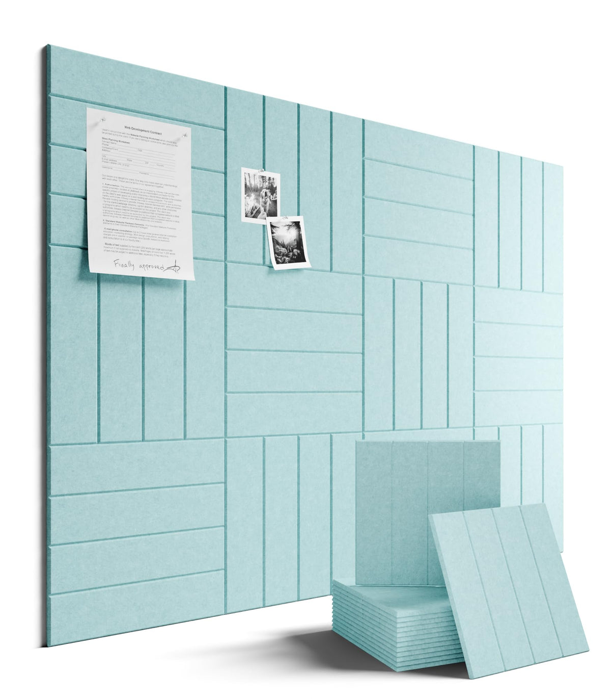 Felt Bulletin Board & Cork Board Alternative (Aqua Blue-1 / Bold-stripe 12-pack)