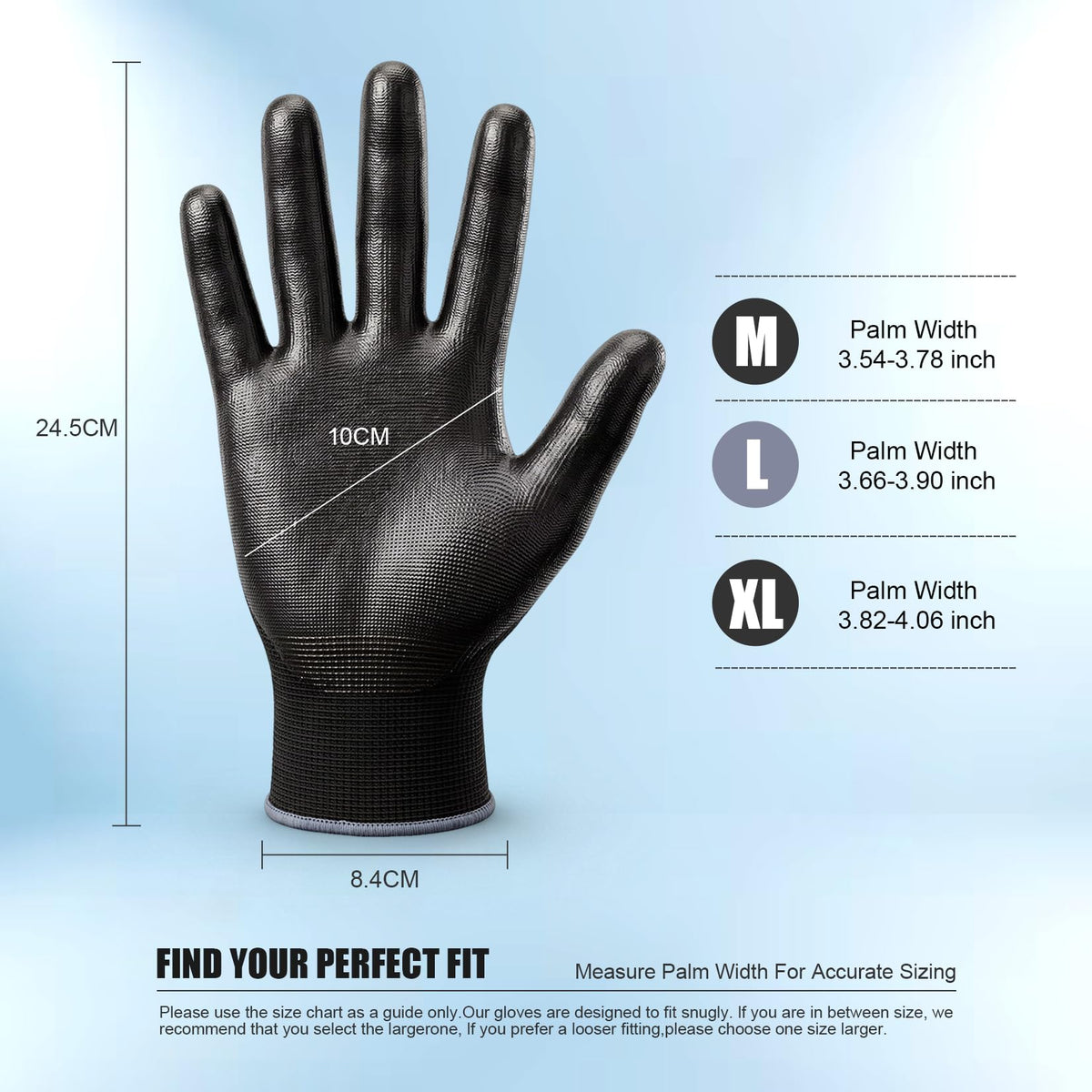 PU Coated Work Gloves for Men & Women (Large)