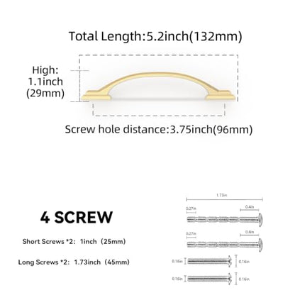 2 Pack 3.75 Inch (Brushed Gold / 3.75'' Hole Center(96mm))