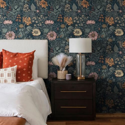 Vintage Peel and Stick Wallpaper Boho Floral Wallpaper Removable