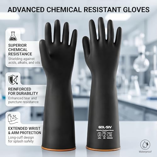 Heavy Duty Latex Gloves (6 Pairs-black / 22 Inch)