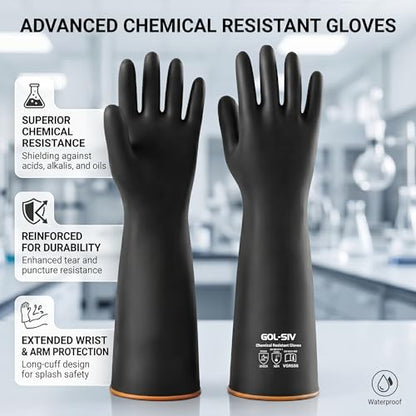 Heavy Duty Latex Gloves (6 Pairs-black / 22 Inch)