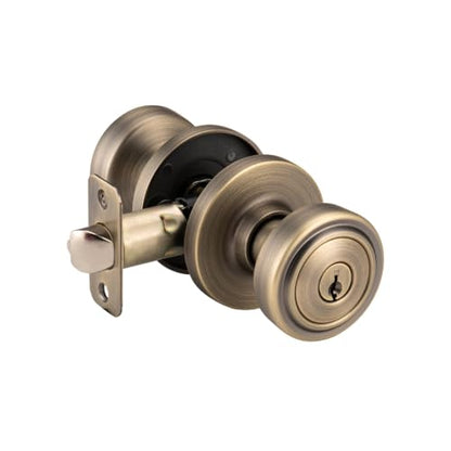 Antique Brass Door Knobs with Lock and Keys for Exterior Door
