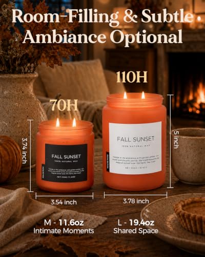 Fall Sunset Amber Scented Candles Early Autumn Decor Home Fragrance (Large Jar / Amber Santal)