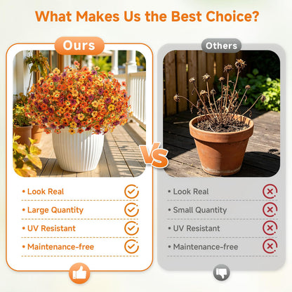 24 Bundles Artificial Fall Flowers (Orange Brown Yellow Ombre Orange)