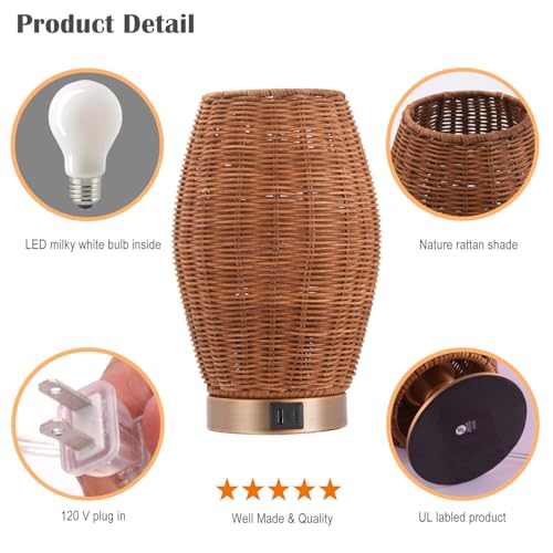 Boho Style Rattan Table Lamp