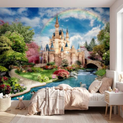 3D Flower Tree Peel and Stick Wall Mural with Gold Tree Body Self Adheisve Floral Mural Wallpaper for Living Room Bedroom Kids Room