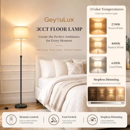 Floor Lamp for Living Room with Foot Switch Liftable