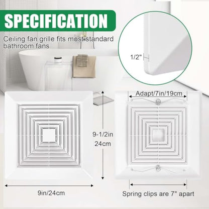 2P 9” BP90 Spring Bathroom Exhaust Fan Cover 9