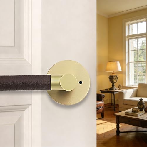 Leather Wrapped Brass Privacy Door Handle