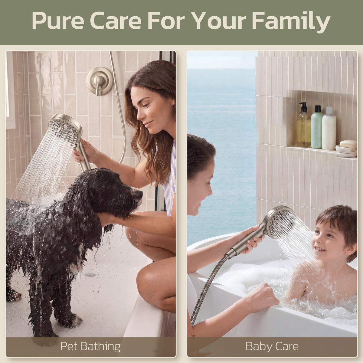 High Pressure Filtered Shower Head with Handheld (Nickel)