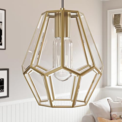 1 Light Modern Geometric Clear Glass Pendant Light