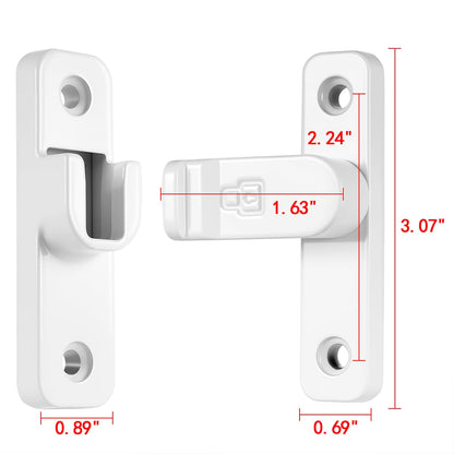 2 Pcs White 90 Degree Right Angle Barn Door Latches (White)