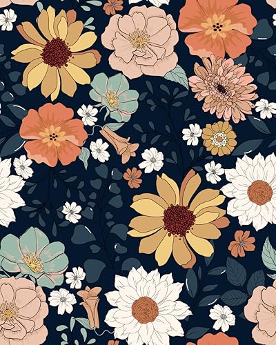 Vintage Floral Wallpaper Peel and Stick Boho Floral Contact Paper Flower Leaf Removable Self Adhesive