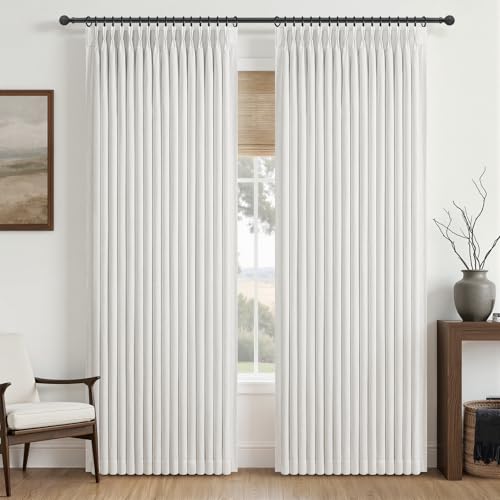 Extra Long Pinch Pleat Pure White Blackout Curtains 108 Inch Long for Living (Beigewhite / 50"W x 108"L (Pack of 2))