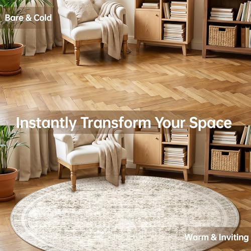 Round Rug 6ft (Beige / 6' (Round))