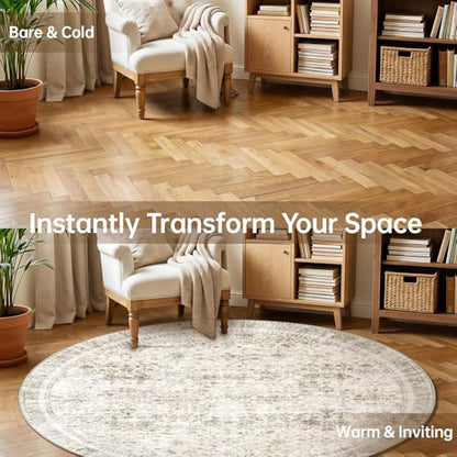 Round Rug 6ft (Beige / 6' (Round))