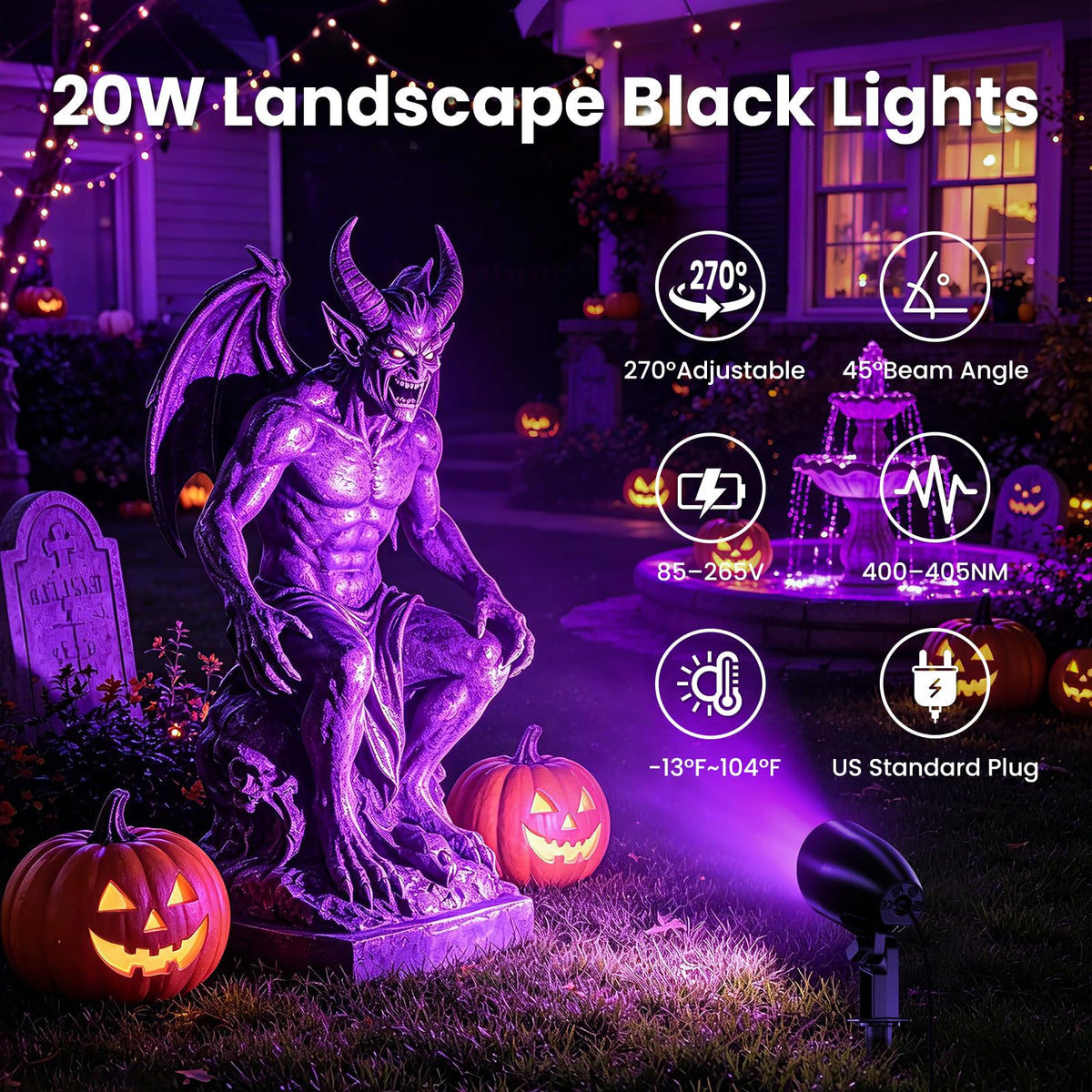 20W Halloween Black Light Spotlight Outdoor (Black)
